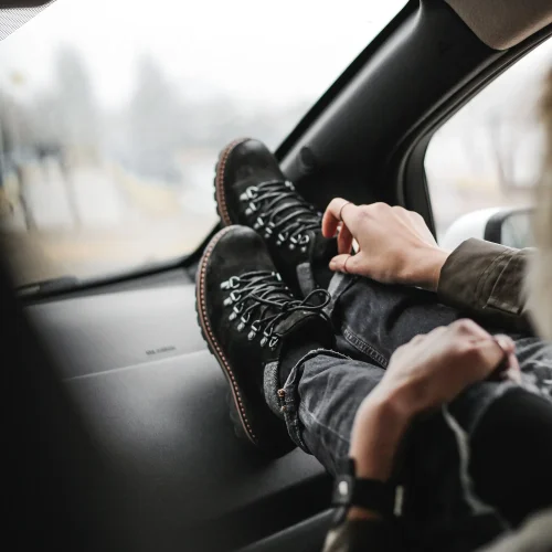 Women’s Black Nubuck Handmade Hiker Boots