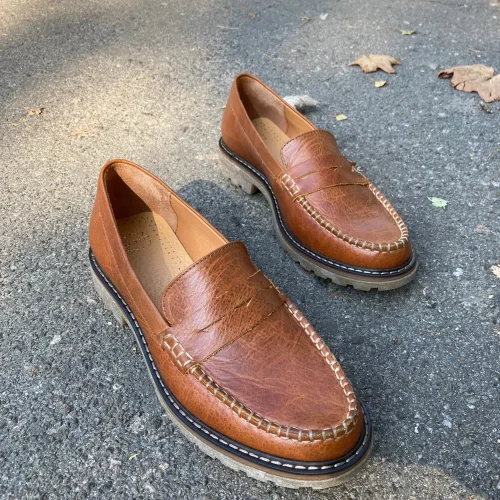 Caramel Penny Loafers: Women’s Classic Leather