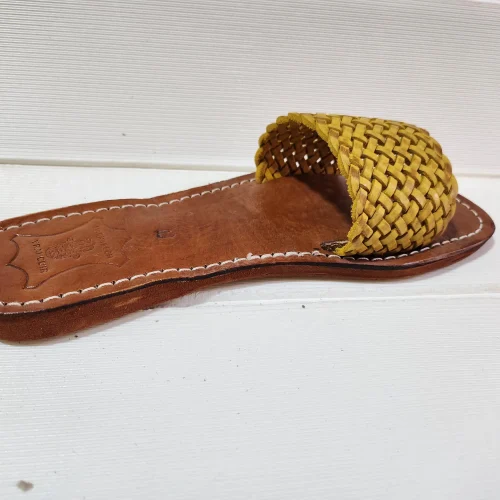 Women’s Yellow Woven Moroccan Leather Flats