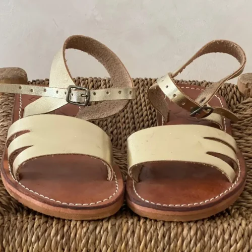 Women’s Blond Moroccan Handmade Leather Flat Sandals